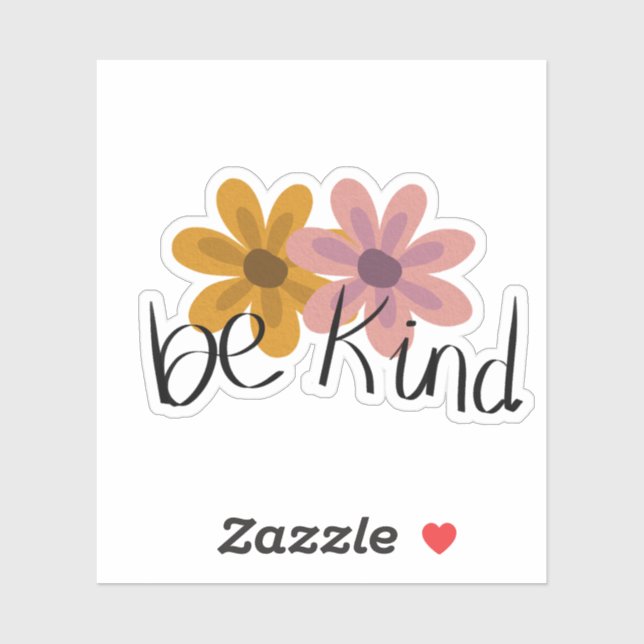 Sticker Cute Floral Be Kind Citation (Feuille)