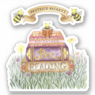 Sticker Cute Floral Je préférerais lire livre Lover