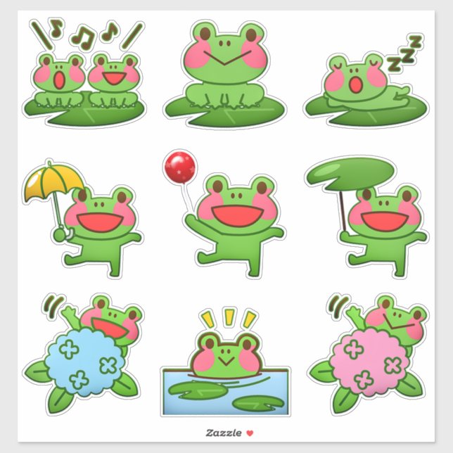 Sticker Cute Frogs (Feuille)