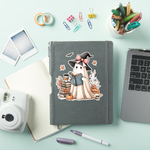 Sticker Cute Ghost Lecture Livre Amateurs Halloween Ghost