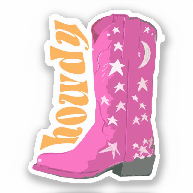 Sticker Cute Girl Rose Cowgirl boot Howdy (Recto)