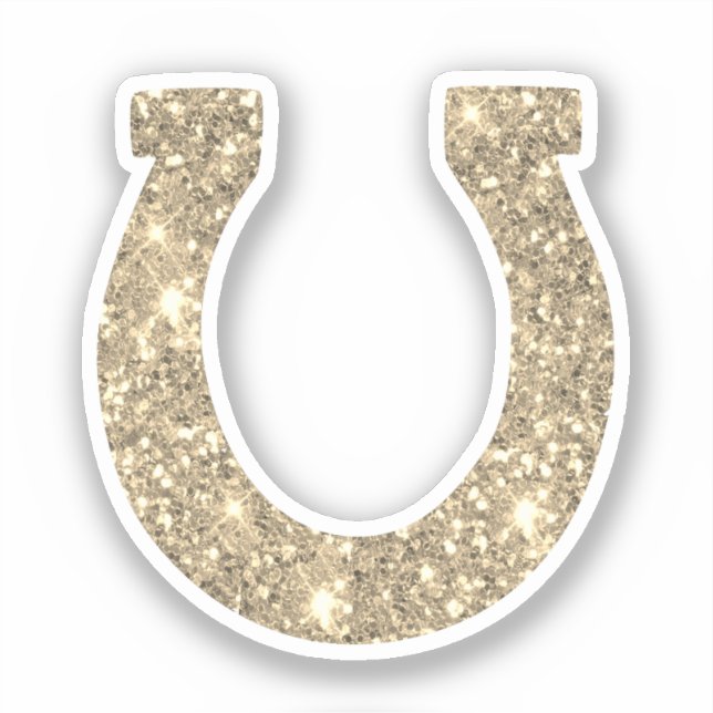 Sticker Cute Glam Girly Gold Parties scintillant Horseshoe (Recto)