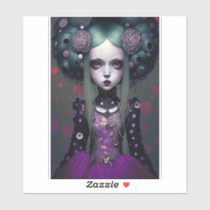 Sticker Cute Goth Girl Purple Black Imaginaire Art