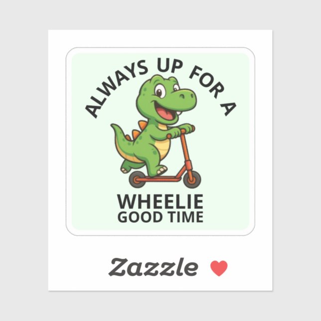 Sticker Cute Green Dinosaur (Feuille)