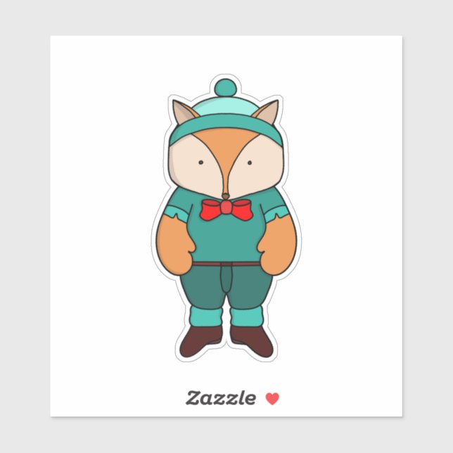 Sticker Cute green fox (Feuille)