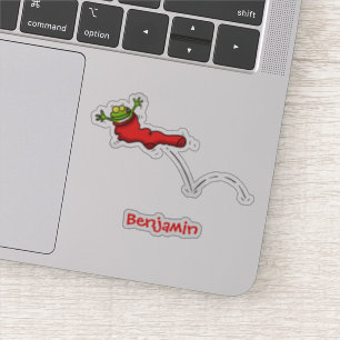 Sticker Cute grenouille dans une chaussette rouge saut de
