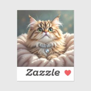 Sticker Cute Grey Fluffy Tabby Chat
