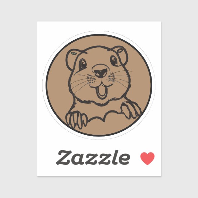 Sticker Cute Groundhog surgit (Feuille)
