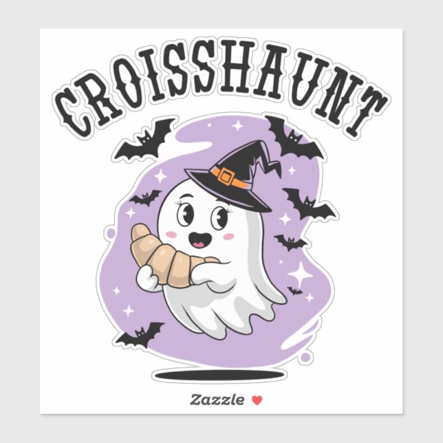 Sticker Cute Halloween Ghost Croissant Haunting (Feuille)