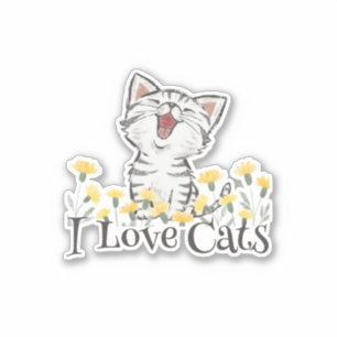 Sticker Cute I Love Cats