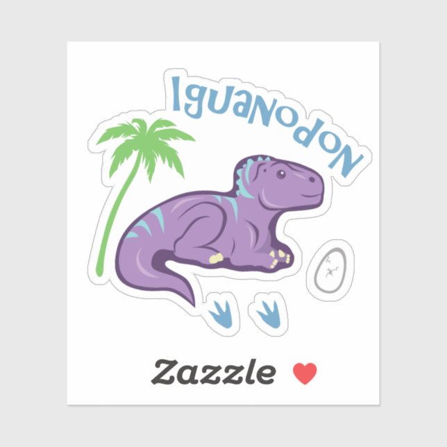 Sticker Cute Iguanodon (Feuille)