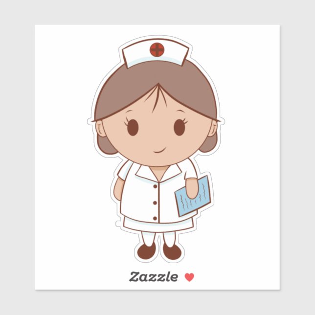 Sticker Cute infirmière caricature (Feuille)