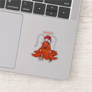 Sticker Cute joyeux homard portant le dessin du casquette