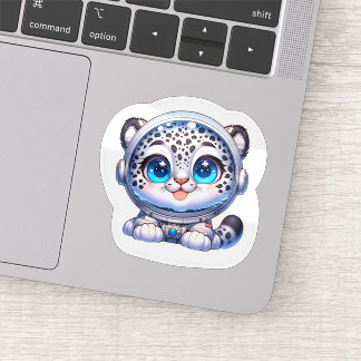 Sticker Cute Kawaii Astronaut Snow Leopard  
