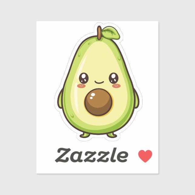 Sticker Cute Kawaii Avocado (Feuille)