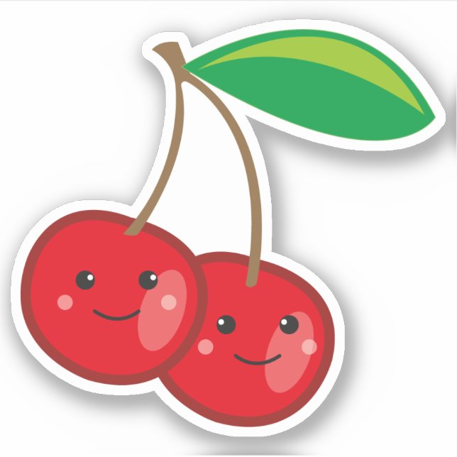 Sticker Cute Kawaii Cerises Fruit (Devant)