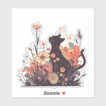 Cute Kawaii Chat dans le champ plein de fleurs