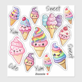 Sticker Cute Kawaii Crème de glace enfants