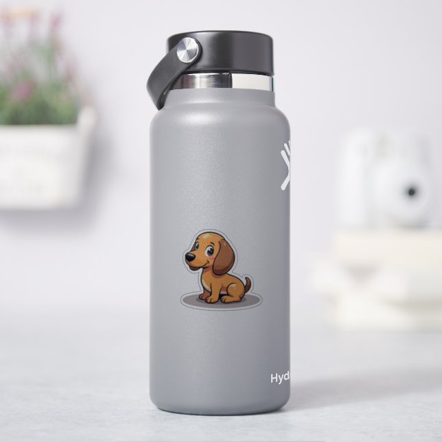 Sticker Cute Kawaii Dachshund, Charmeur Adorable, Petit (HydroFlask)