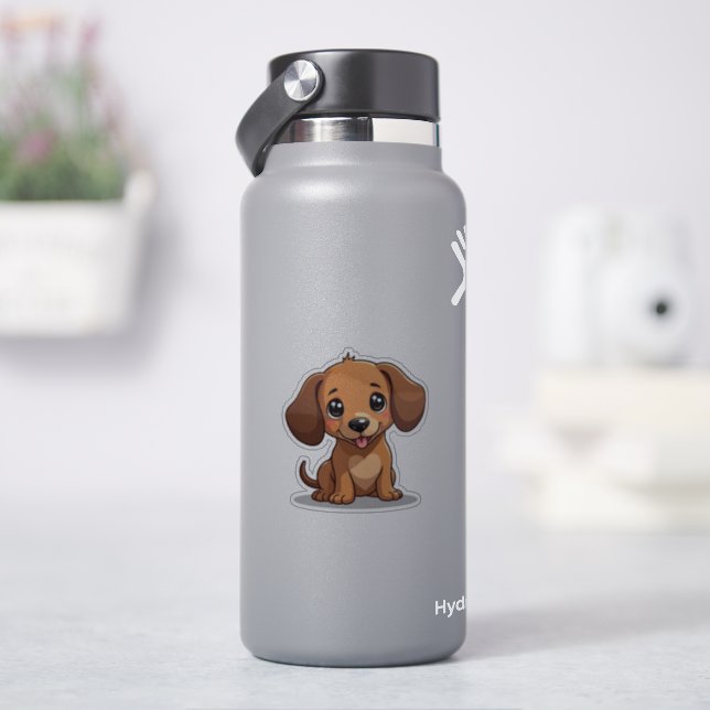 Sticker Cute Kawaii Dachshund, Happy Puppy, Petit (HydroFlask)