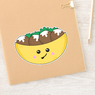 Sticker Cute Kawaii Falafel végétarien à Pitta Pain Food