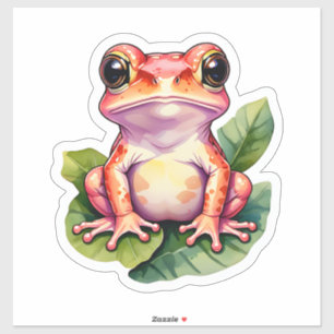 Sticker Cute Kawaii Frog debout Sur Le Feuille