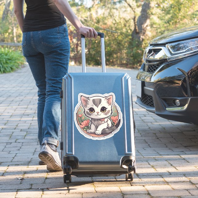 Sticker Cute Kawaii Kitten (Valise Insitu)