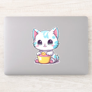 Sticker Cute Kawaii Kitty Face Emblème de chat doux
