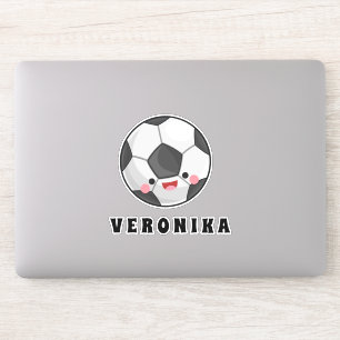 Sticker Cute Kawaii Soccer Ball & Girls Nom Girly Sporty