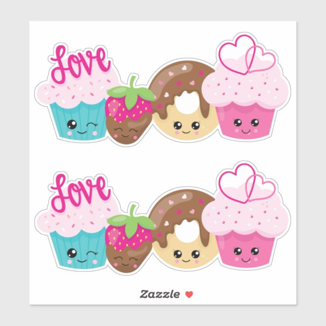 Sticker Cute Kawaii Sweets Valentine (Feuille)