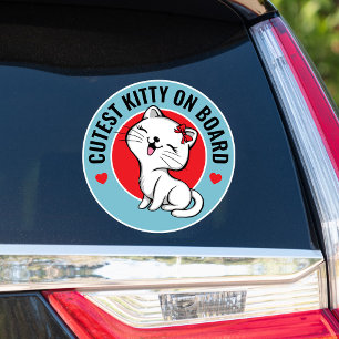Sticker Cute Kitty/Chat À Bord Voiture Ronde