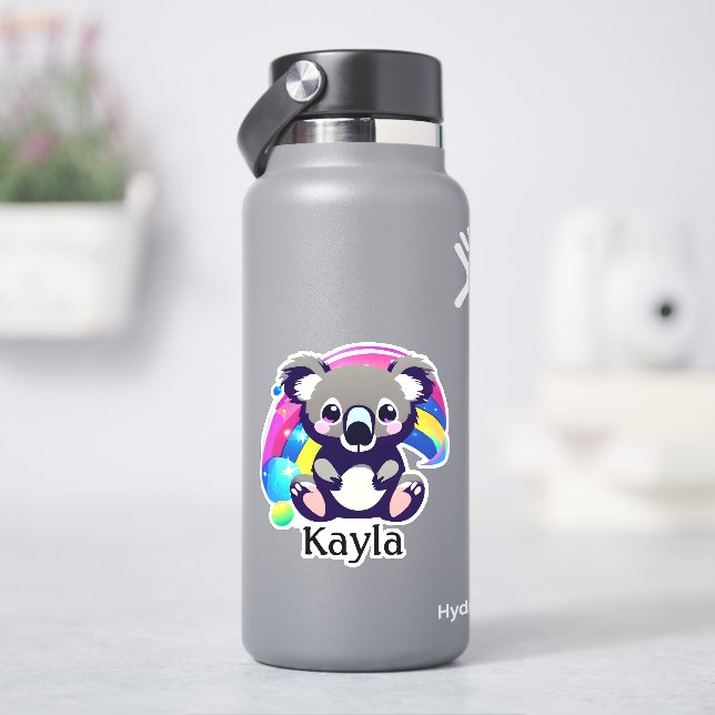 Sticker Cute Koala Ours et arc-en-ciel personnalisés (HydroFlask)