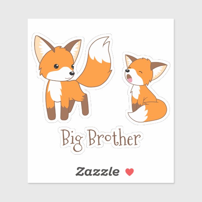 Sticker Cute Little Foxes - Big Brother (Feuille)