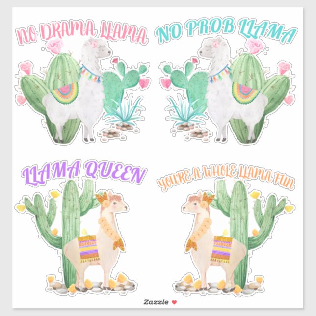 Sticker Cute Llama avec des paroles d'Humour ludique Llama (Feuille)