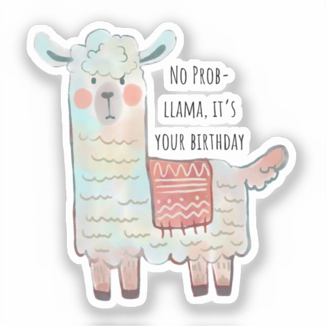 Sticker Cute llama, dessin animal alpaga (Recto)