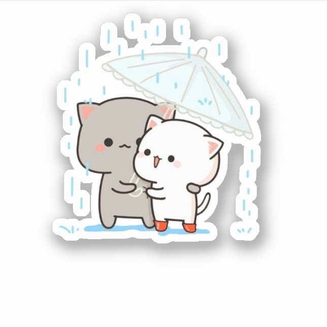 Sticker Cute Mochi Peach Cat (Devant)