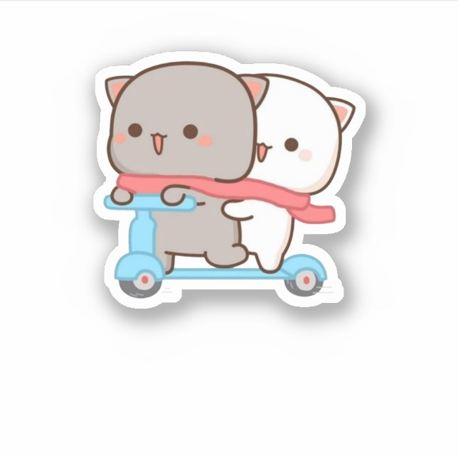 Sticker Cute Mochi Peach Cat (Devant)