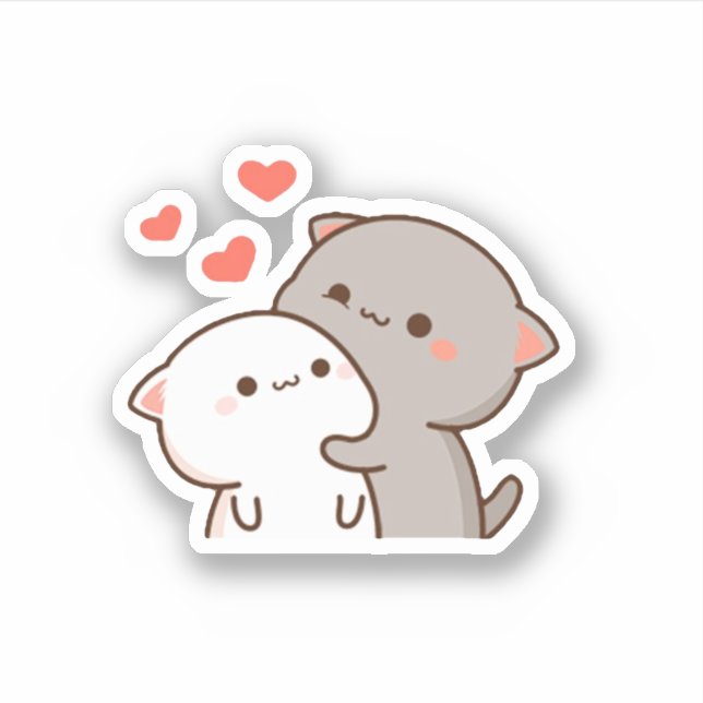 Sticker Cute Mochi Peach Cat (Devant)