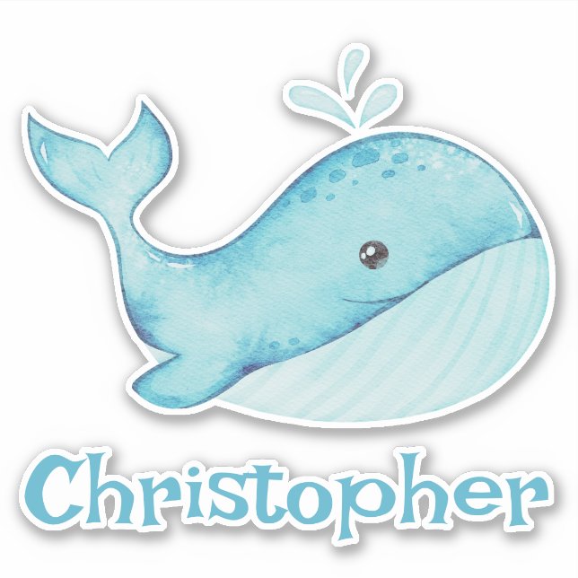 Sticker Cute Nautical Blue Whale personnalisée (Devant)