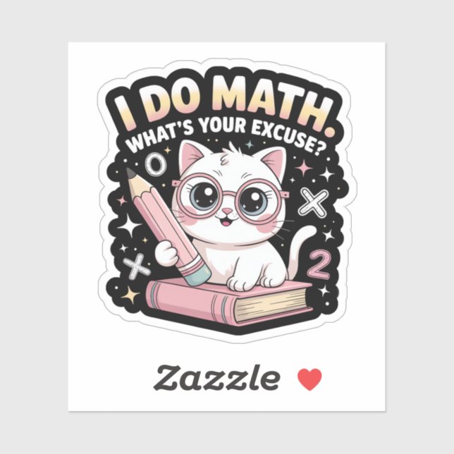 Sticker Cute Nerdy Cat with Glasses – Funny Math Teacher (Feuille)