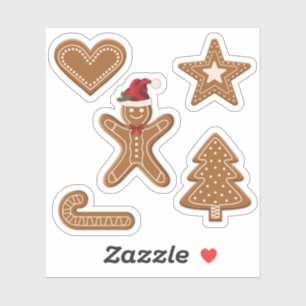 Sticker Cute pain d'épices Noël Formes de biscuits