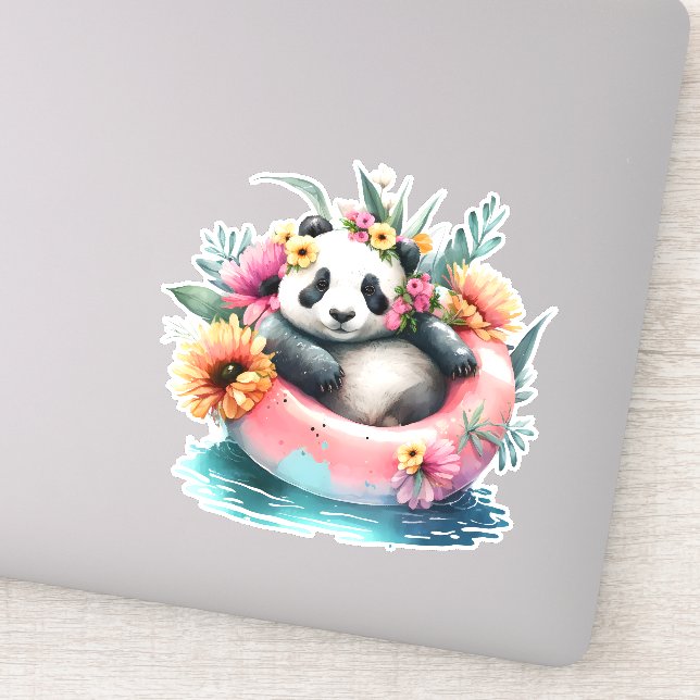 Sticker Cute Panda Chilling dans un tube intérieur (Détail)