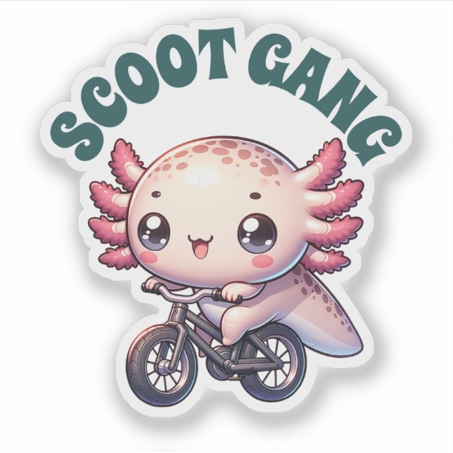 Sticker Cute Pastel Axolotls Nouveaux modèles Vinyl St (Devant)