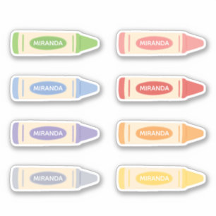 Sticker Cute Pastel Crayons avec nom personnalisé