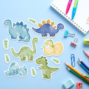 Sticker Cute Pastel Dinosaures Aquarelle Dino