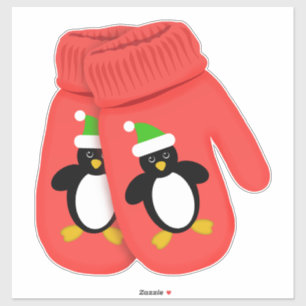 Sticker Cute Penguin   Christmas Mittens   Grand