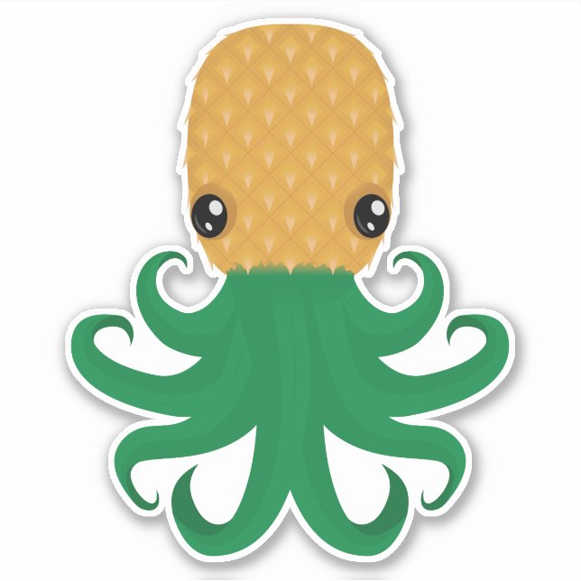 Sticker Cute Pineapus (Poctopus d'ananas) (Devant)