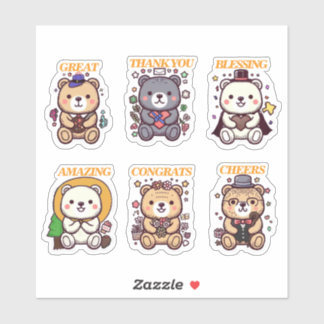 Sticker Cute Positive Bear-6 Designs