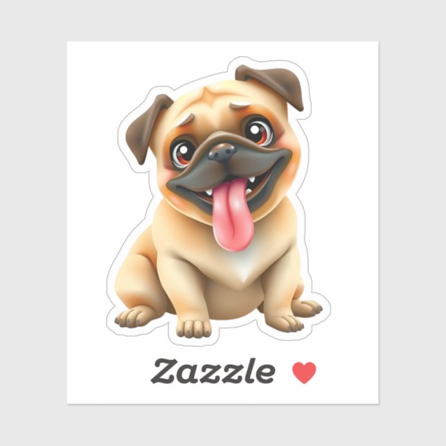Sticker Cute Pug Dog (Feuille)