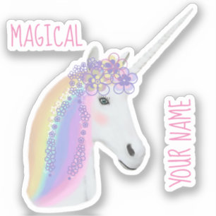 Sticker Cute Rainbow Unicorn Magique Personnalisée